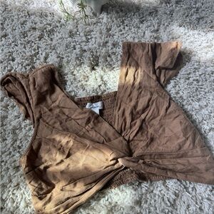 Japra vintage super cute stretchy summer crop top boho bohemian tan bell…